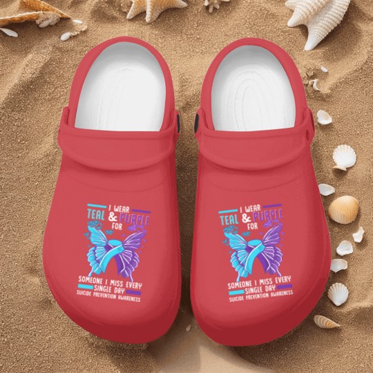 Discover Teal And Purple Ribbon Suicide Prevention Awarenes Nurse Clogs