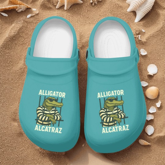 Discover Alligator Alcatraz Nurse Clogs Comfort Colors, Funny Gator Nurse Clogs, Retro Unisex Graphic Nurse Clogs
