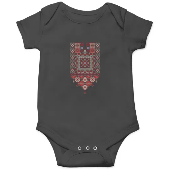 Discover Palestinian Jordanian Fallahi Realistic Embroidery Tatreez Art Design 18 red Onesies