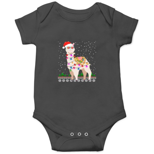 Discover Christmas Llama Santa Hat Ugly Xmas Tree Alpaca 153 Onesies
