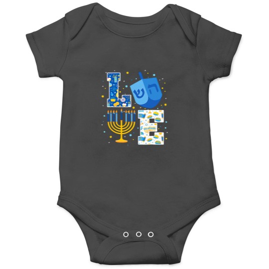 Discover LOVE Cute Hanukkah Decorations Dreidel Menorah Chanukah156 Onesies