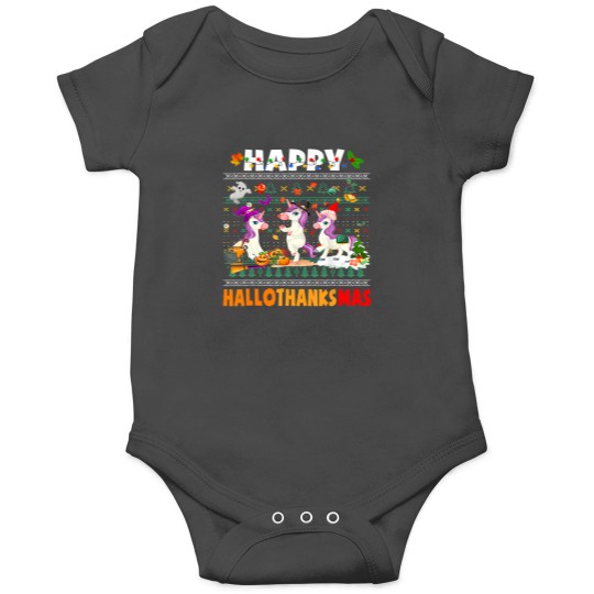 Discover Unicorn Pony Happy HalloThanksmas Unicorn Thanksgiving Christmas 60 Ponies Onesies