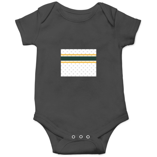 Discover White, Green, &amp Gold Power Stripe Onesies