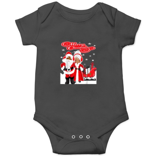 Discover Merry Christmas Santa Claus Mrs Claus African American Onesies