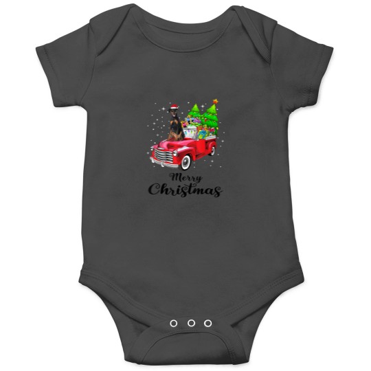 Discover Doberman Pinscher Ride Red Truck Christmas Pajama Onesies