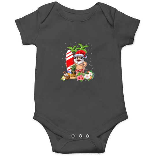 Discover Christmas In July Santa Hawaiian Surfing Summer Surf Onesies