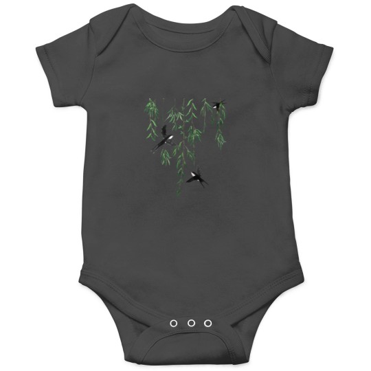 Discover 3 swallows and willow leaves Active Onesies