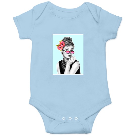 Discover Audrey Hepburn With Flowers - 9 Baseball ¾ Sleeve Onesies