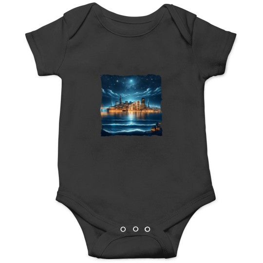 Discover San Francisco Night Skyline And Ocean Bay Area Onesies