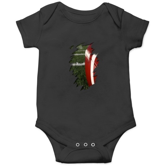 Discover 3D Football Rip With Green Grass   Unique Sports Design Onesies