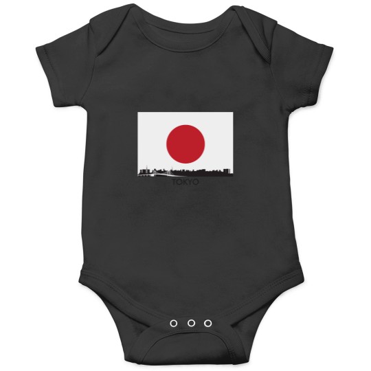 Discover Tokyo Japan Skyline Japanese Flag Onesies