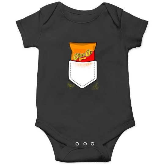 Discover bag of cheese puffs in pocket graphic Onesies