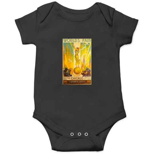 Discover 1933 Chicago World'S Fair Poster 100Th Anniversary Of Chicago World'S Fair Art Deco Poster Onesies