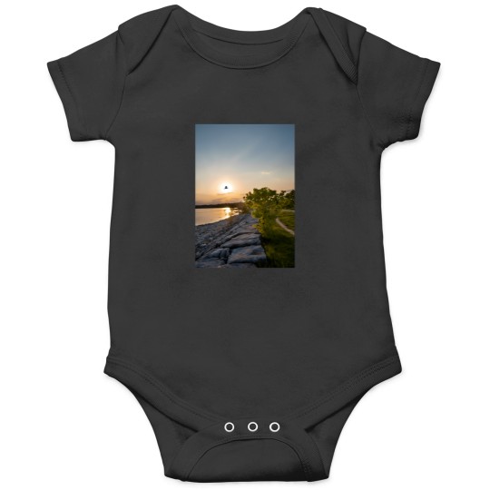 Discover bird flies in front of the sunset Onesies
