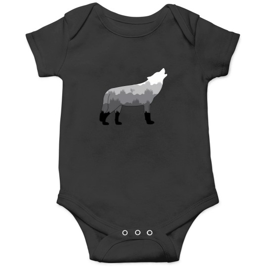 Discover mountain bike and wolf black and white Onesies