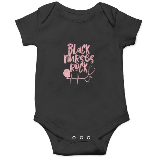 Discover Womens Black Nurses Rock Afro Rose Heartbeat RN Onesies