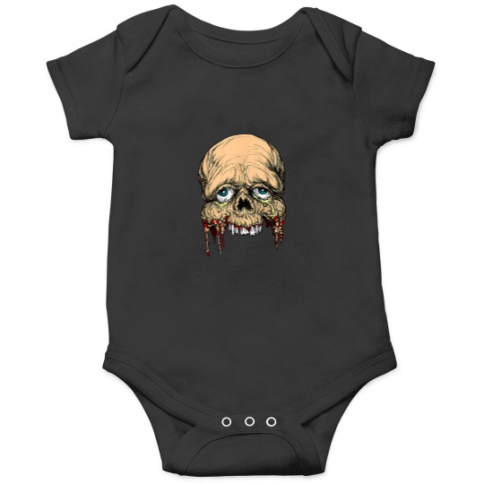 Discover Half Face zombie skull Horror Art T shirt Onesies