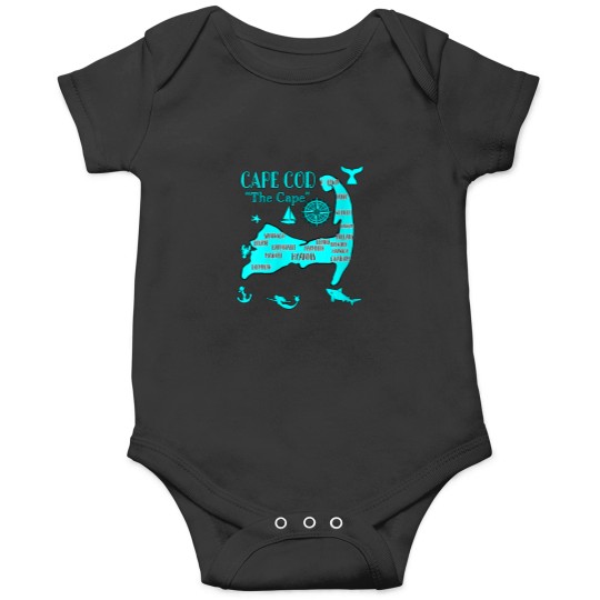 Discover Womens Map of Cape Cod Aqua Blue Nautical Symbol Onesies
