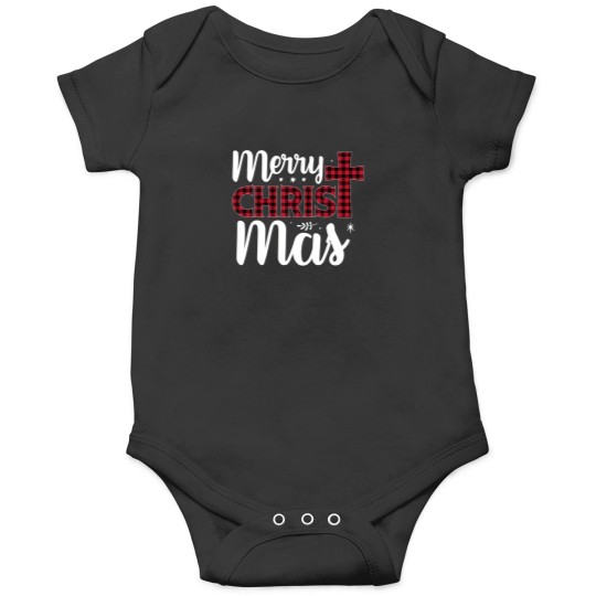 Discover Christmas-Merry-Xmas-Holiday-Christ-Plaid-Present T-Shirt Onesies