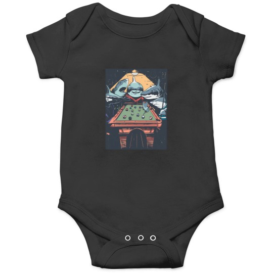 Discover Funny Shark Playing Pool Onesies
