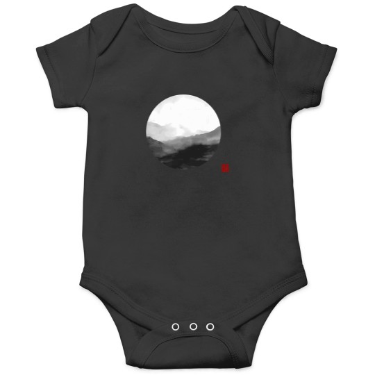 Discover Abstract Japanese Landscape With Mountains And Calligraphy T-Shirt Onesies