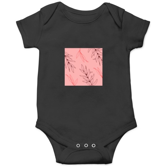 Discover Pink Red Tropical Leaves Line Drawing   T-Shirt Onesies