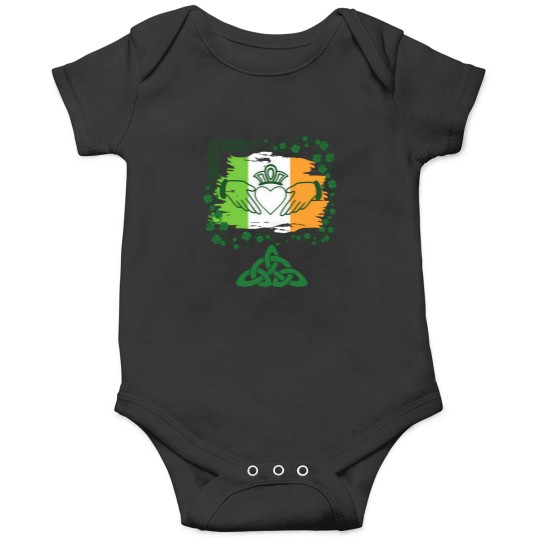 Discover Irish Claddagh Ring With Irish Flag Onesies