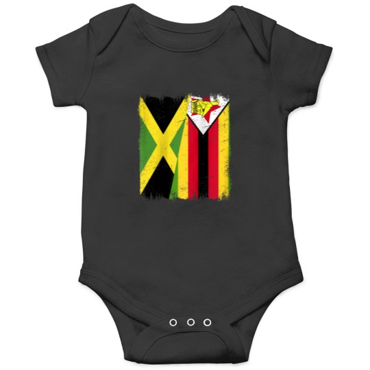 Discover Jamaica Zimbabwe Half Flag Jamaican Zimbabwean Heritage Onesies