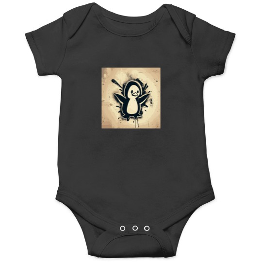 Discover funny christmas penguin vintage graffiti street art sticker Onesies