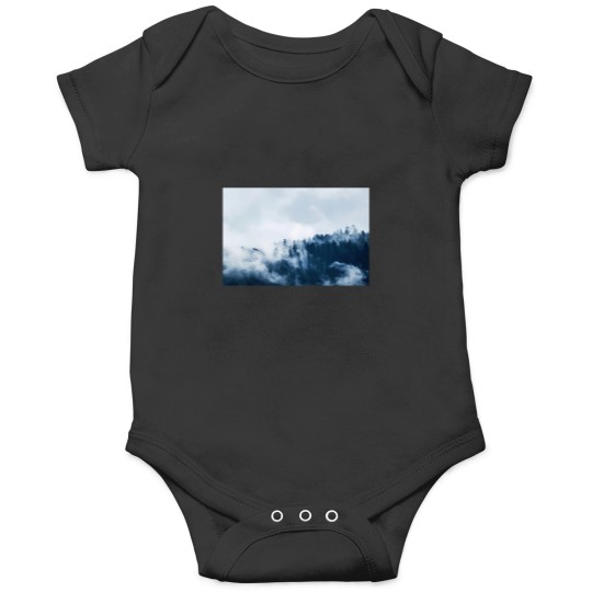 Discover Fog Rolling Over Blue Mountain Trees Onesies