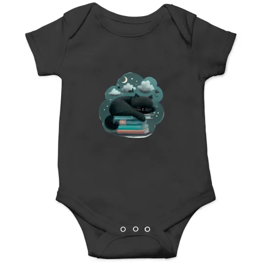 Discover Black Cat sleep with the moon Onesies