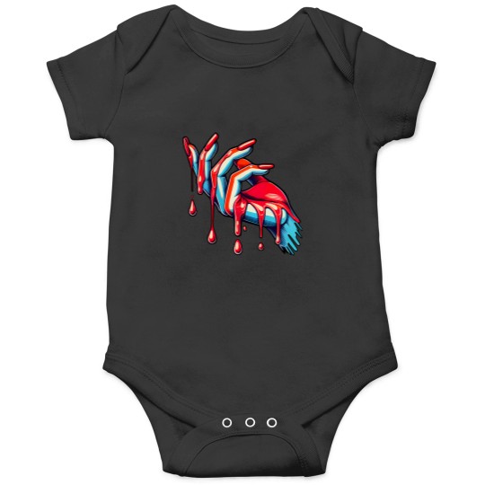 Discover Dripping Crimson: Red Painted Nails Onesies