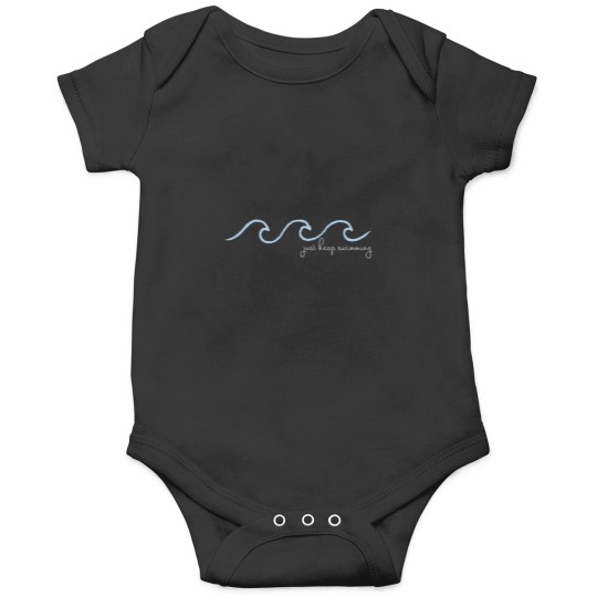 Discover Just Keep Swimming Wave In Cursive Onesies