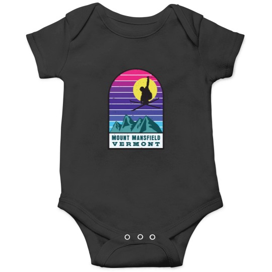 Discover skis Mount Mansfield Vermont Retro Sunset actives Onesies