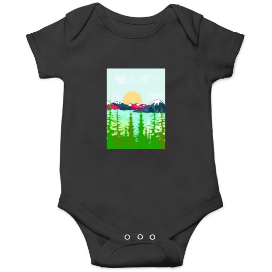 Discover Pink And Blue Mountain Spring Active T-Shirt 1568 Onesies
