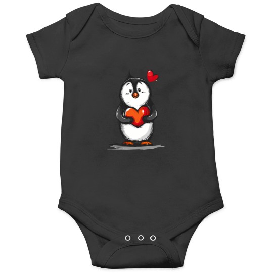 Discover Valentines Day Penguin Holding A Red Heart, Penguin Valentine Active T Tee Onesies