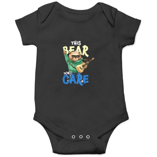 Discover this bear dont care funny guitar player Onesies