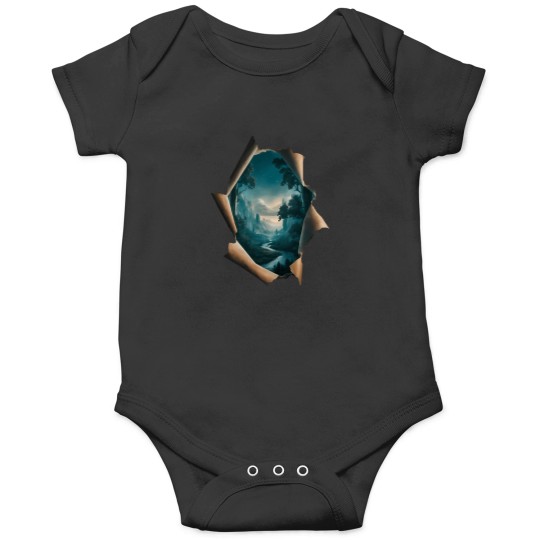 Discover Forest-Scene-That-Peeks-Through-Rip--Ped T-Shirt Onesies