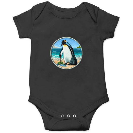 Discover Beach Cleanup Penguin Embroidery-Style Ocean Advocate Onesies