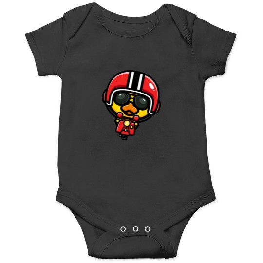 Discover a duck riding a cute motorcycle.png Onesies