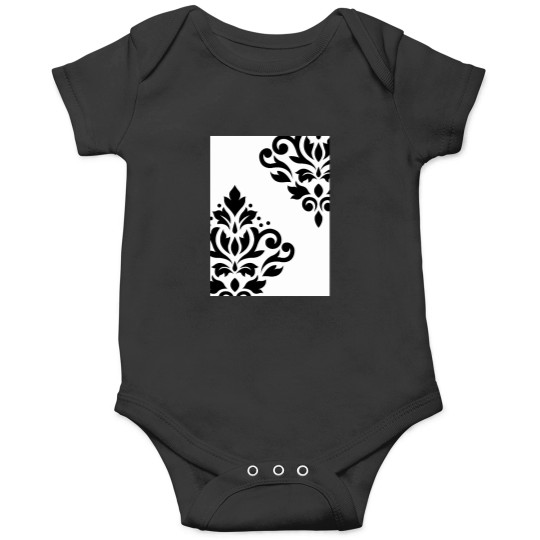 Discover Scroll-Damask-Art-I-Black-On-White T-Shirt Onesies