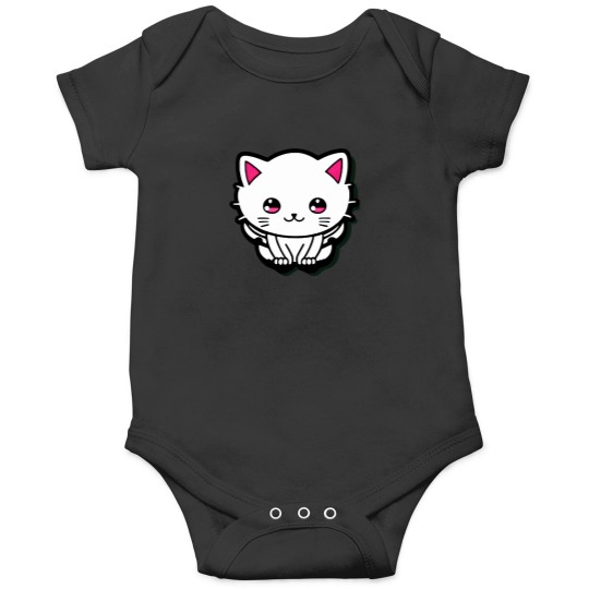 Discover Cute-White-Cat-Sparkling-Pink-Eyes-Active-T-Shirt Onesies