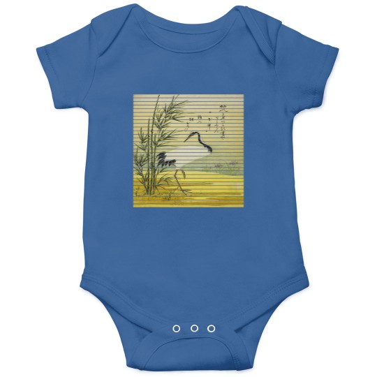 Discover Famous Vintage Art Crane Bamboo and Iris Special Design Onesies