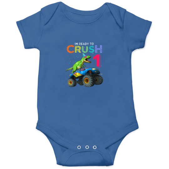 Discover Dinosaur-T-Rex-Monster-Truck-1St-Birthday-1-Yr-Old-Bday-Gift-T-Shirt Onesies
