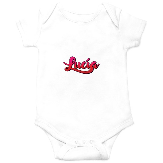 Discover Lucia name with pink letters - Blacks with gradient and shadows Onesies
