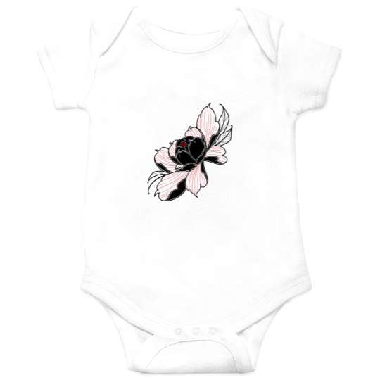 Discover peony Flower Red and Blacks Onesies