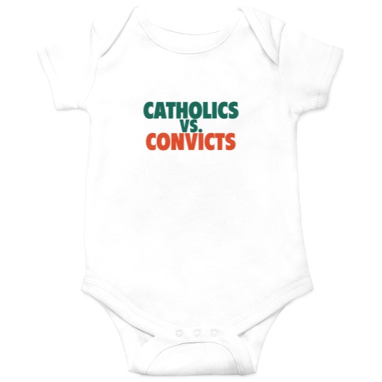 Discover Catholics Vs. Convicts Retro 1988 Football Game Onesies