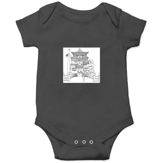 Discover Spirited Away Bathhouse with Chihiro but a simple line drawing Classic Onesies