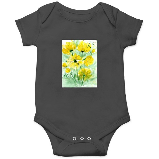 Discover Colorful watercolor peony flowers and leaves Long Onesies