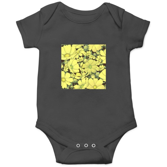 Discover Tossed Yellow Cosmos on Coffee Brown Half-Drop Repeat 5748 Classic Onesies
